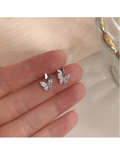 sterling silver double butterfly earrings