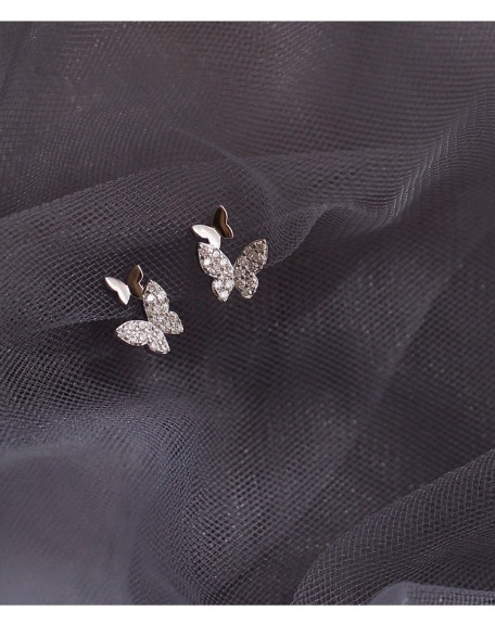 sterling silver double butterfly earrings