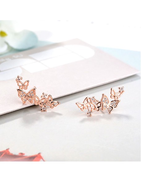 butterfly cluster sterling silver earrings