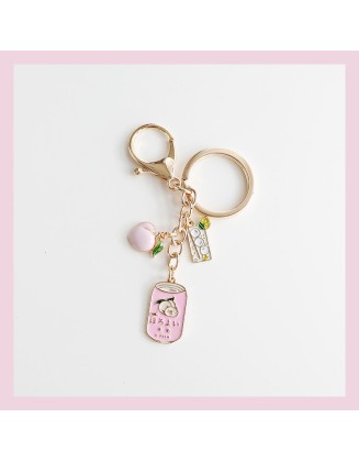 Peach Soda Metal Keychain