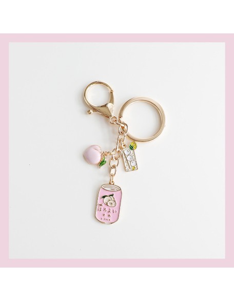 Peach Soda Metal Keychain