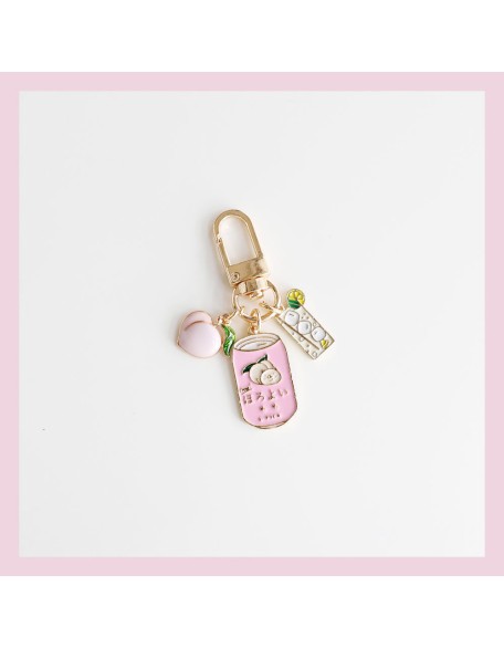 Peach Soda Metal Keychain