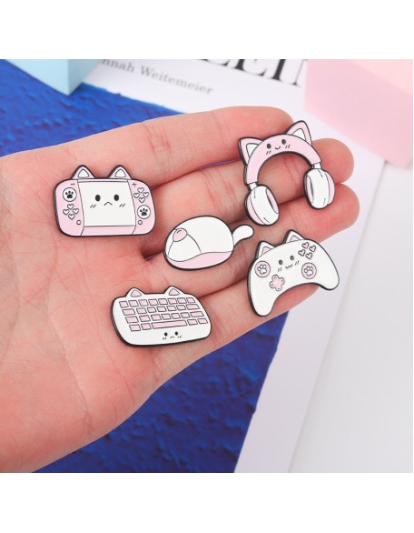 Cat Gamer Enamel Pins