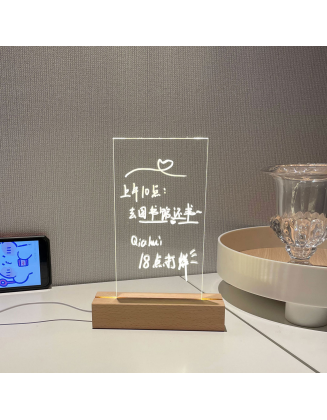 USB Acrylic Message Board With Wood Stand Holder
