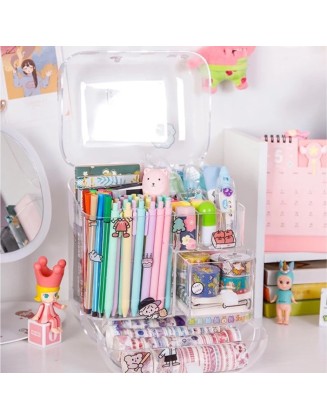 Transparent Desktop Stationery Storage Organiser