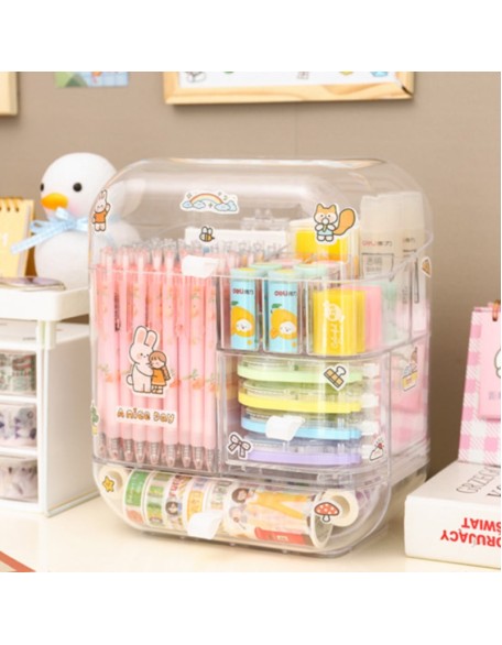 Transparent Desktop Stationery Storage Organiser