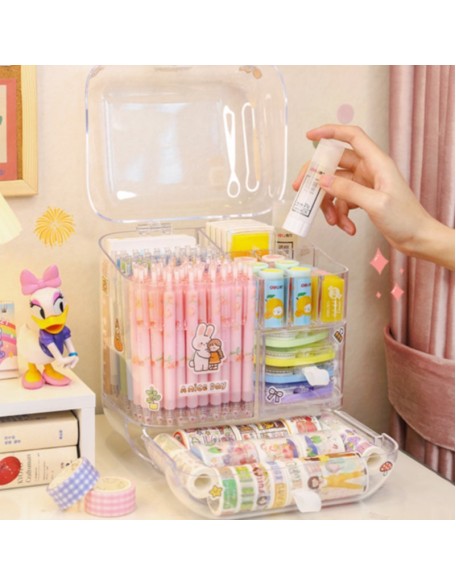 Transparent Desktop Stationery Storage Organiser