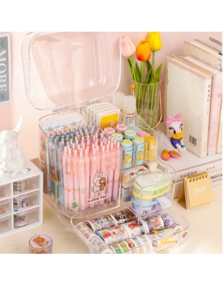 Transparent Desktop Stationery Storage Organiser