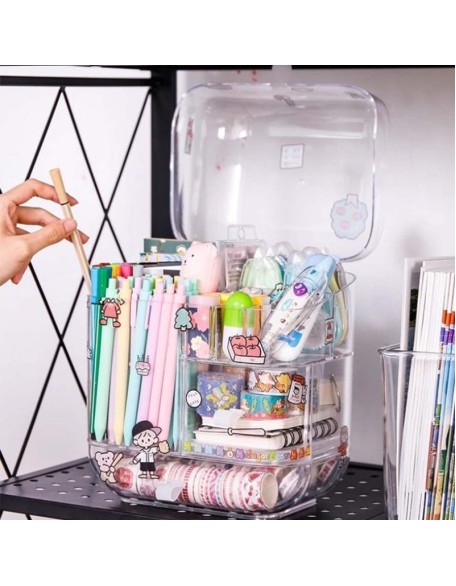 Transparent Desktop Stationery Storage Organiser