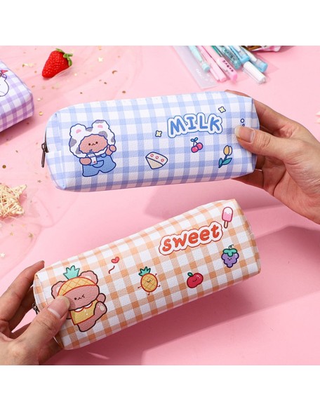 Cute Plaid Print Small Pencil Case