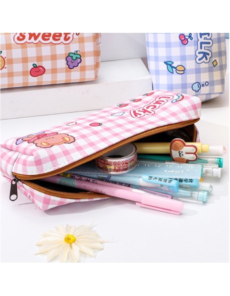 Cute Plaid Print Small Pencil Case