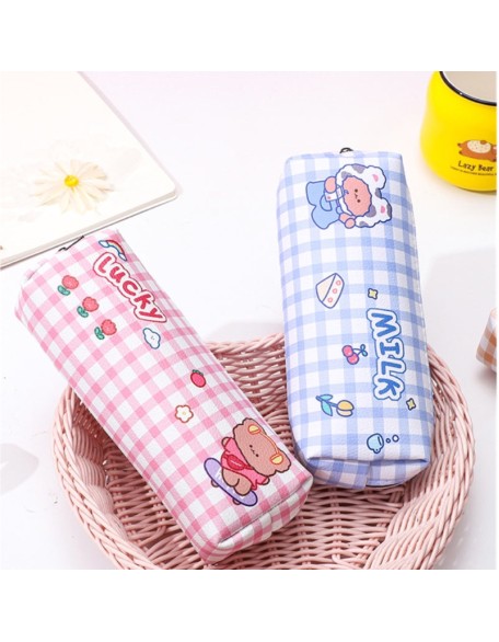 Cute Plaid Print Small Pencil Case