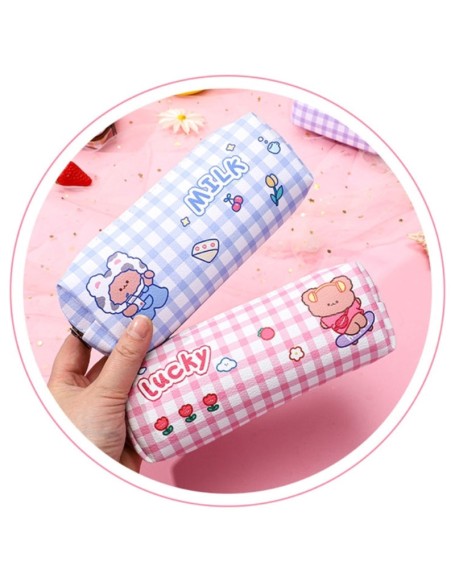 Cute Plaid Print Small Pencil Case