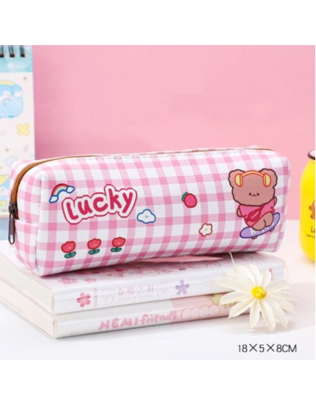 Cute Plaid Print Small Pencil Case