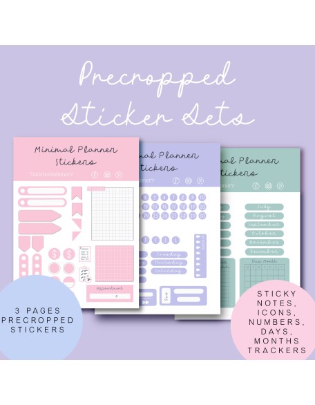 Minimal Digital Planner Precropped Sticker Sets