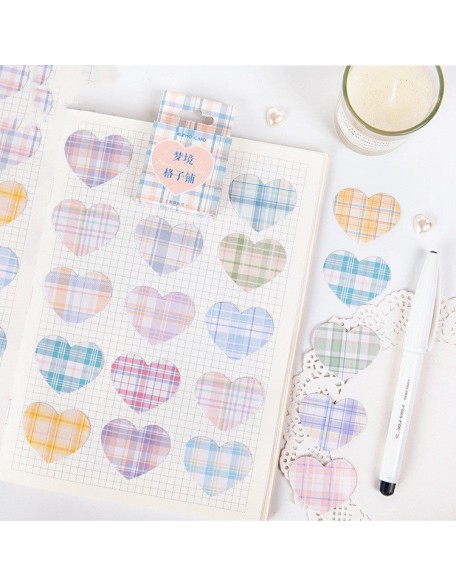 Plaid Heart Sticker Set