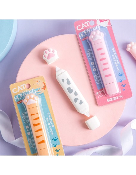 2 In 1 Cute Cat Paw 4M Correction Tape and 3M Glue Tape