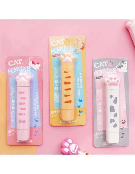 2 In 1 Cute Cat Paw 4M Correction Tape and 3M Glue Tape