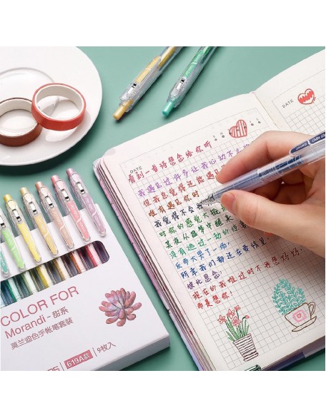 Retractable Morandi Colour Gel Pen Set