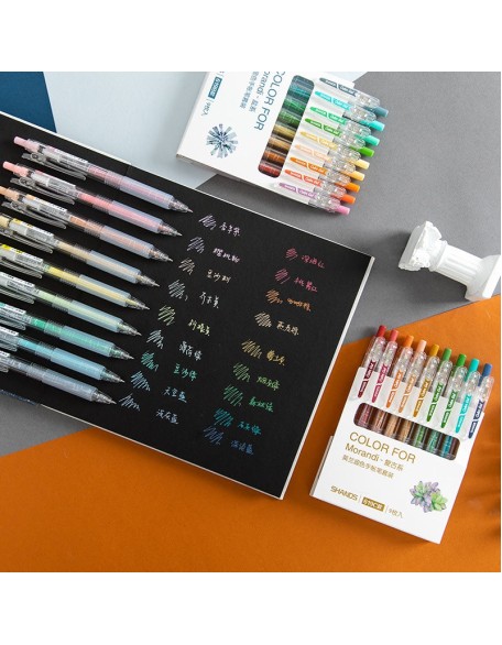 Retractable Morandi Colour Gel Pen Set