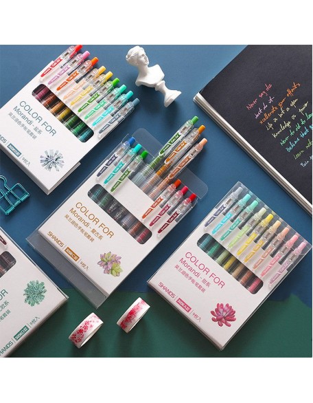 Retractable Morandi Colour Gel Pen Set