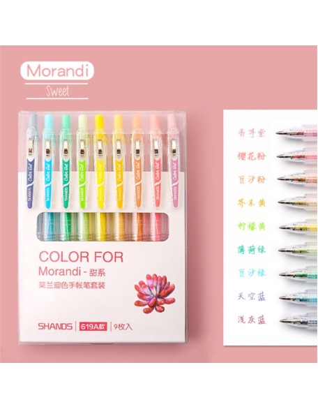 Retractable Morandi Colour Gel Pen Set