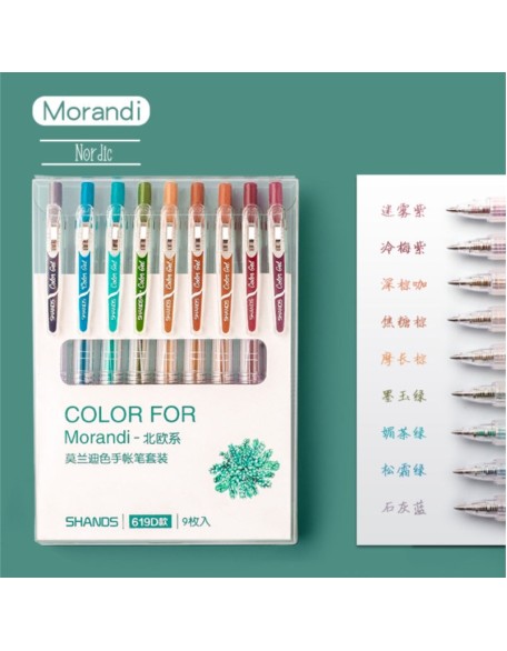 Retractable Morandi Colour Gel Pen Set